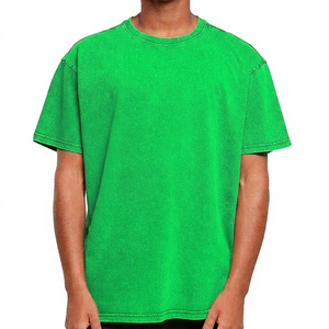 T-shirt en jersey tricoté 100 % coton imprimé surdimensionné pour homme, col rond, manches courtes, coupe décontractée, anti-plis, effet délavé - Product Image 2