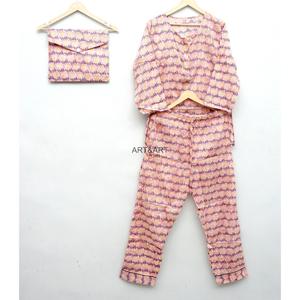 Conjunto de Pijama de Algodón 100% con Estampado Floral para Mujer, Manga Larga, Ropa de Dormir de Verano, Cintura Alta Elástica - Product Image 2