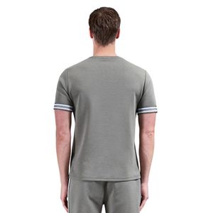T-shirt à manches courtes pour homme, col rond, détail poignets rayés, coupe classique, haut décontracté et tendance, confortable, streetwear, été, quotidien - Product Image 2