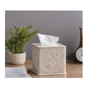 กล่องใส่กระดาษทิชชูเซรามิค ลายดอกไม้ ตั้งได้เอง สำหรับตกแต่งบ้าน - Product Image 1
