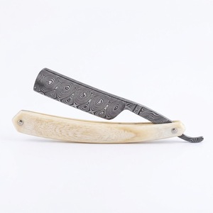Professional <b>Straight</b> <b>Razor</b> With Damascus <b>Blade</b> And Bone Handle Single <b>Blade</b> For Barber Shop Face Shaving Men <b>Straight</b> <b>Razor</b> - Product Image 4