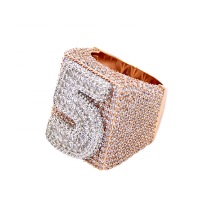 Fine Jewelry Brass 14K Gold Plated Rose Hip Hop <b>Ring</b> <b>Men</b> Women Luxury Customized Numbers Letters AAA Cubic Zircon Wedding Gift - Product Image 1