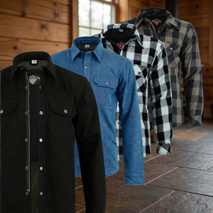 Womens <b>Blue</b> Grey CE Certified Armored <b>Flannel</b> <b>Shirt</b> Plus Size Adventure Riding Aramid Lined Wholesale - Product Image 1