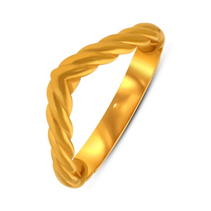 Bague de luxe en or tressé pour femme, motif corde torsadée classique, bijoux de mariage élégants et minimalistes, fournisseur - Product Image 1