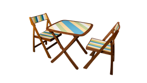 Ensemble table et chaises pliantes en bois Coco-Cafe, design tropical, mobilier de jardin extérieur pour 2 personnes - Product Image 5
