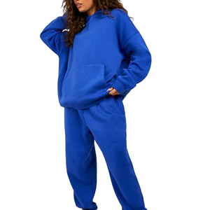 Survêtement décontracté pour femmes de qualité supérieure, à capuche, uni, deux pièces, pour l'hiver - Product Image 1