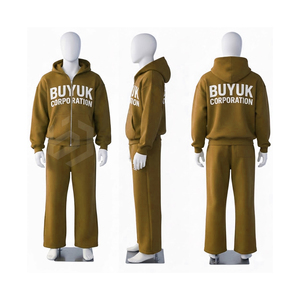 Chándal con capucha y cremallera para hombre, estilo holgado, con estampado, lavado ácido, ecológico, 100% algodón polar, ligero, cómodo y oversize - Product Image 4