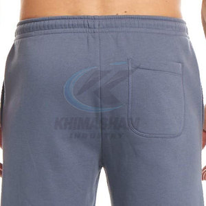 Shorts décontractés pour hommes en molleton de coton, couleur unie, logo sur le devant, fabriqués au Pakistan, haute qualité, respirants, séchage rapide, taille haute, fermeture à cordon. - Product Image 6