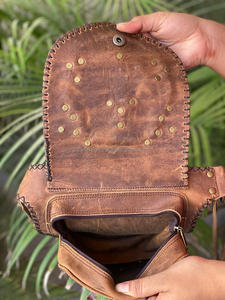 Handmade Vintage Genuine Leather Fanny Pack Waist Bag with Adjustable Strap Multi <b>Pocket</b> Women's Hip Bum Bag for Outdoors Travel - Product Image 5