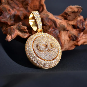 Luxury Moissanite Diamond Round <b>Initial</b> Pendant Cuban Link <b>Necklace</b> 925 <b>Silver</b> Rhodium Plated Hip Hop Unisex Statement Jewelry - Product Image 2