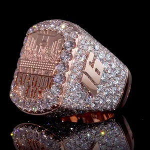 Stylish Rose Gold Finish Cross <b>Ring</b> with Moissanite and Lab Grown Diamond Anniversary Jewelry - Product Image 3