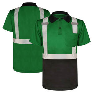 เสื้อโปโลสะท้อนแสงสำหรับผู้ชาย แขนสั้น สีเขียวดำ ตัดสี  สำหรับงานนิรภัย มีกระเป๋า ระบายอากาศได้ดี - Product Image 3