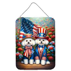 All American Bichon Frise Wall Door Hanging Prints Letrero de metal de aluminio para cocina Decoración para el hogar Placa de puerta delantera 12x16 Multicolor - Product Image 1