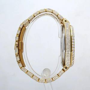 Montre mécanique de luxe haut de gamme plaquée or avec diamants Moissanite, chronographe royal, finition or jaune 20 mm, style streetwear - Product Image 5