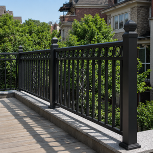 Rampe de balcon décorative en métal noir, balustrade à motifs décoratifs pour balcon, terrasse, villa, design extérieur sécurisé - Product Image 1
