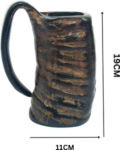 Chope à bière en corne de buffle Viking, faite à la main, en corne naturelle, style rustique médiéval, avec poignée, pour bar à domicile, fête, festival - Product Image 3