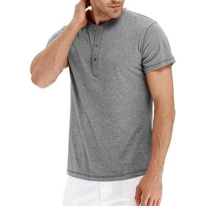 Chemises Henley à manches courtes, décontractées, classiques, en coton, pour l'été, avec boutons, personnalisables, basiques, en coton 220 GSM, marque privée - Product Image 5