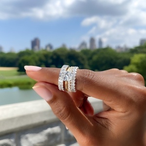 Wholesale Elongated <b>Cushion</b> Moissanite Solitaire <b>Ring</b> Two-Tone Minimalist <b>Wedding</b> <b>Ring</b> IGI certified diamond <b>ring</b> - Product Image 3