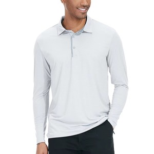 Chemise à manches longues pour homme, couleur unie, tricot en coton respirant, coupe décontractée, chemises de golf, technologie OPTI-Dri, protection solaire - Product Image 1