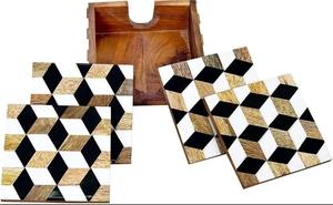 Handmade <b>Epoxy</b> Resin Coasters Set Marble Style Decorative Home <b>Table</b> Mat - Product Image 3