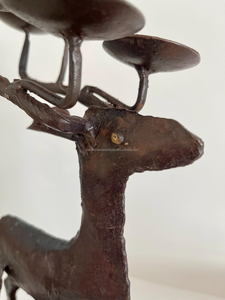 Porte-bougie décoratif en métal de luxe en forme de cerf, décoration de table rustique pour Noël, accent décoratif pour la maison - Product Image 3