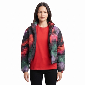 Chaqueta Acolchada para Mujer, Estampado Tie Dye, Cierre Completo, Cuello Alto, Ropa de Invierno, Diseño Personalizado por Sublimación, Relleno de Poliéster - Product Image 2