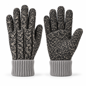 Guantes de punto de algodón con patrón texturizado y puño de punto para resistencia al frío y movimiento flexible - Product Image 1