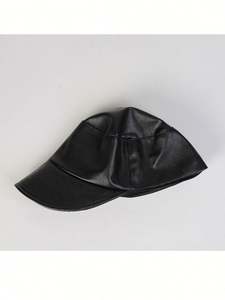 Nuevo Sombrero de Piel Sintética para Mujer, Estilo Casual, Color Sólido, Plegable, Tipo Gorra de Béisbol, para Otoño e Invierno - Product Image 6