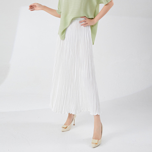 High-end Handmade Pleated <b>Skirt</b> Autumn 2025 New Drape Natural Waist A-line Loose Swing Midi Breathable Eco-Friendly Casual - Product Image 5