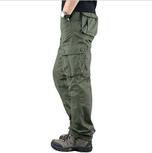 Pantalones Cargo Casuales de Hombre de Alta Calidad al por Mayor con Seis Bolsillos, 100% Algodón, Tiro Medio, Holgados, Lavado Claro, con Logo y Botones en la Cintura - Product Image 6