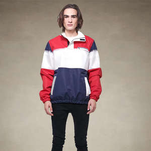 Chaqueta Cortavientos Personalizada para Hombre, de Lona y Nailon, con Cuello Alto, Media Cremallera, Diseño de Bloques de Color, Forro de Malla Transpirable, Estilo Casual - Product Image 3