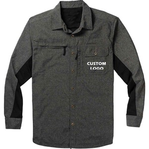 Chemise de marque avec logo personnalisé pour homme, manches longues, imperméable, coupe-vent, légère, anti-UV, 100% polyester, UPF 50, pêche - Product Image 4