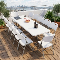 Table de camping pliable légère et moderne, table de pique-nique portable en plastique avec poignée de transport, mobilier d'extérieur