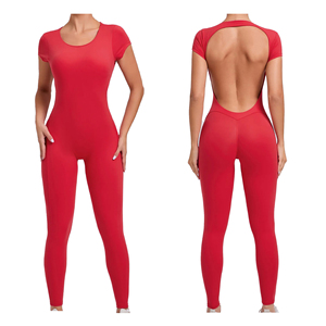 Traje Deportivo de Una Pieza para Mujer, Mono de Yoga sin Costuras con Copas Extraíbles, 100% Poliéster, Transpirable y de Secado Rápido - Product Image 3