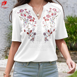 Camisetas Casuales Bordadas para Mujer, Cómodas, de Algodón, para el Trabajo, Uso Diario de Verano, Venta al Por Mayor - Product Image 5