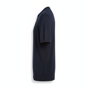 T-shirt à manches courtes pour homme, bleu marine, col rond, coupe classique, en coton tricoté, vêtements décontractés - Product Image 5