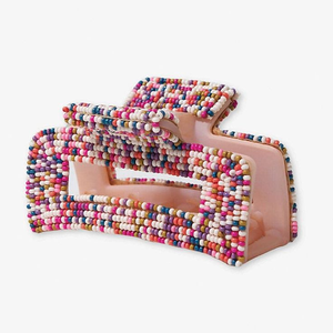 Pinza para el Cabello con Cuentas y Rayas Anna, Pinzas para el Cabello con Bordado de Cuentas Múltiples, Accesorios de Diseño Hechos a Mano en India - Product Image 5