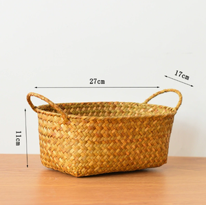 High Quality <b>Seagrass</b> Woven Storage <b>Basket</b> Set Gift Hand <b>Basket</b> Kitchen Storage Holiday Gift Round <b>Seagrass</b> <b>Basket</b> Three Colors - Product Image 5