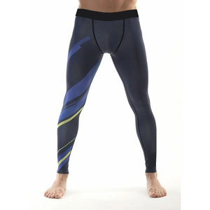 Leggings de compression longs pour hommes, imprimé géométrique, spandex, polyester, taille élastique, pantalon de compression - Product Image 1