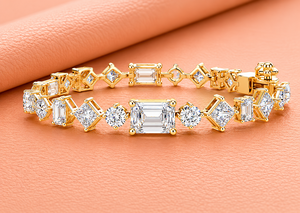 Geometric Natural Diamond Tennis Bracelet Silver Plated 14KT IGI Certified VVS1-VVS2 Clarity E Color Bridal Jewelry <b>Gift</b> Women - Product Image 3