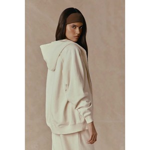 Sweat-shirt à capuche surdimensionné pour femme, couleur unie, design asymétrique avec poches, manches régulières, tricot en coton, vêtements d'automne - Product Image 4