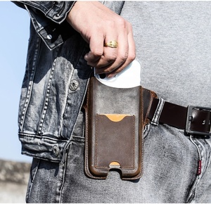 Men Leather Phone Holster Universal Case Waist <strong>Bag</strong> Purse with Belt Hole for 6.7inch <strong>Smartphone</strong> - Product Image 4
