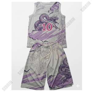 Ensemble de maillot et short de basket-ball personnalisés sublimés SIBRIN |   Concevez votre propre nom et numéro d'équipe |   100% polyester - Product Image 5