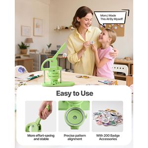 Macchina per la creazione di bottoni 2-in-1 da 2,28/2,95 pollici, con 200 pezzi di taglierine circolari in plastica e rinforzo per libri magici, per la creazione di componenti per bottoni - Product Image 5