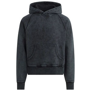 เสื้อฮู้ดดี้ฮิปฮอปสไตล์วินเทจทรงโอเวอร์ไซส์ ผ้าฟลีซคอตตอน 100% ซับในกันลม ซิปหน้า สีพื้น สำหรับฤดูหนาว - Product Image 1