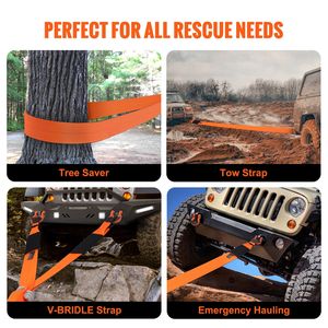 Cinghia di Recupero 4" X 30FT - 46.500 Libbre di Resistenza alla Rottura, Anelli Triplamente Rinforzati, Protezione Alberi per Rimorchio Stradale - Product Image 6