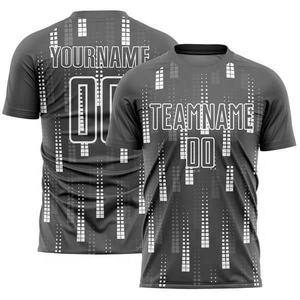 T-shirt de sport personnalisé pour homme, gris, avec nom et numéro d'équipe, maillot de performance en polyester, ensemble de vêtements d'entraînement athlétique - Product Image 4