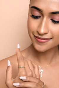 <b>Thin</b> Eternity Stackable <b>Rings</b> Round Lab Grown Diamond Prong Set Everyday Wear Minimalist Fine Jewelry Manufacture 14k Solid Gold - Product Image 4