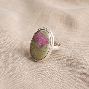 Large Ruby Zoisite 925 Sterling <b>Silver</b> <b>Ring</b> Rose Gold & Yellow Gold Plated Oval Gemstone Handmade Statement Jewelry Gift <b>Men</b> Her - Product Image 2
