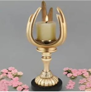 Set of two gold hollow cut-out votive <b>candle</b> <b>holders</b>, available at wholesale prices for decorative tabletop lighting. - Product Image 3